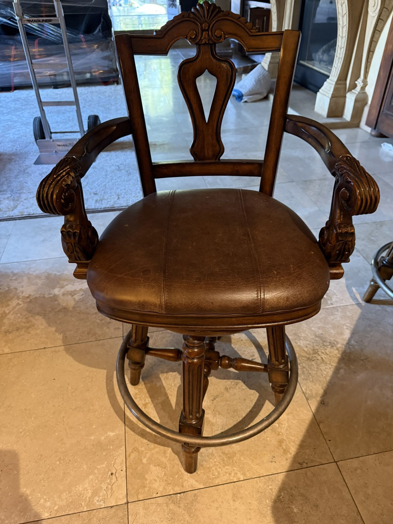 5 wooden swivel bar stools $100 each