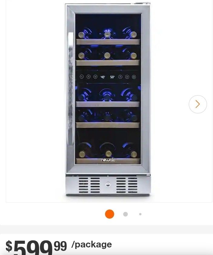 NewAir Dual Zone 29-Bottle Built-In Compressor Wine Cooler Quiet Operation and Beech Wood Sheves