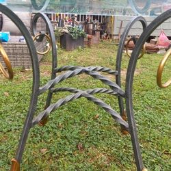 Thick Bevelef Glass Ram Hoof Feated Metal Base End Table