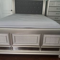 Queen Bed, dresser , Makeup Vanity And Stool