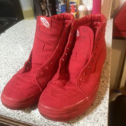 Red Vans High Top 7.5 Mens 