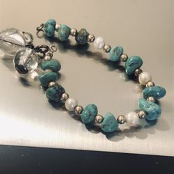 Vintage Sterling With Turquoise Bracelet 