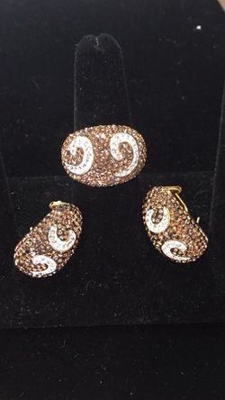 14k gold plated copper ring & earrings set