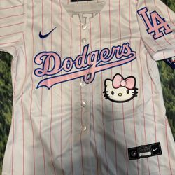  Dodgers Ohtani 17 Hello Kitty Pink Pinstripe Jersey Women Size S,M,XXL,XXXL,XXXXL