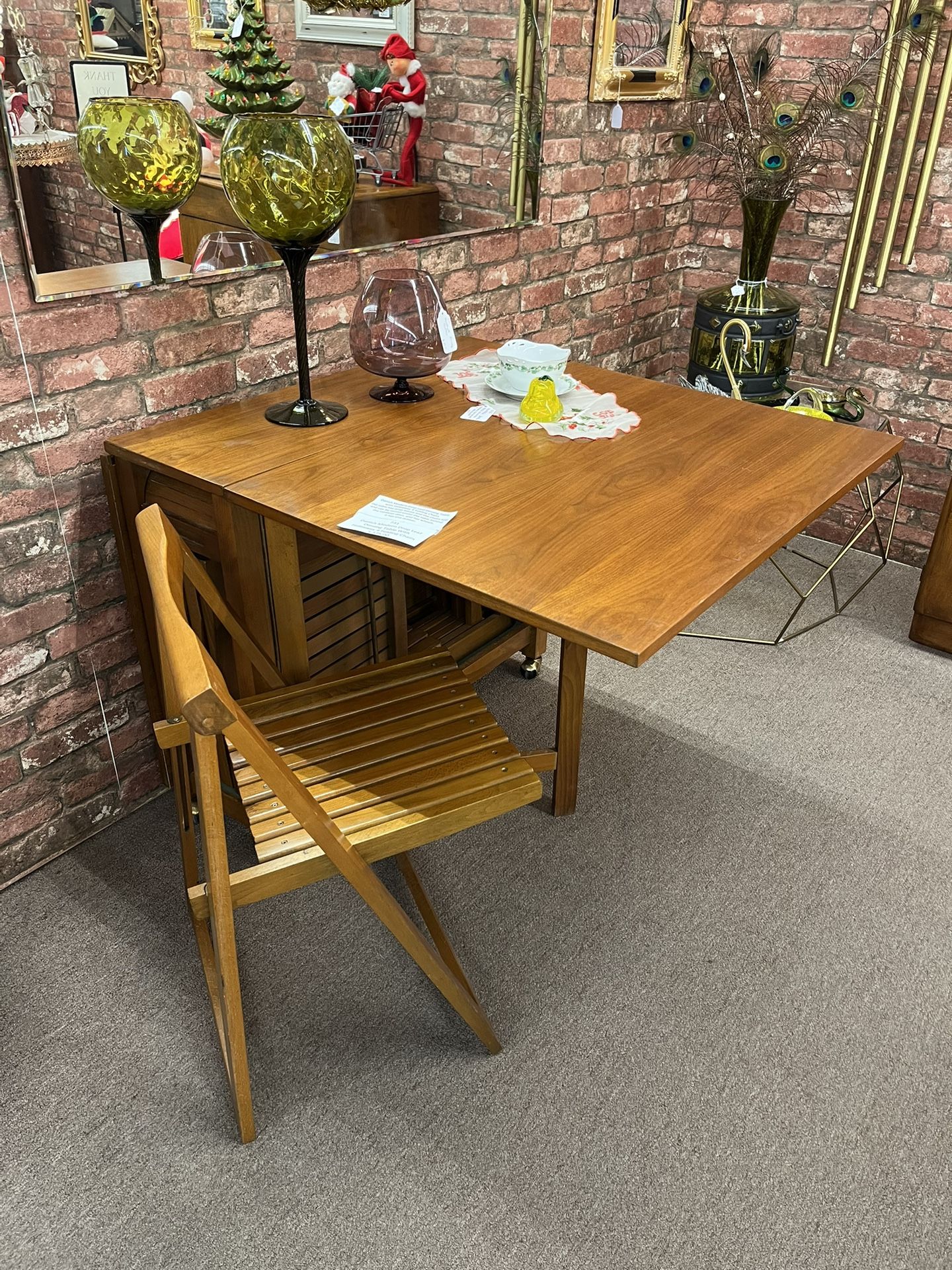 Danish Drop Leaf Hideaway Table & 4 Chairs