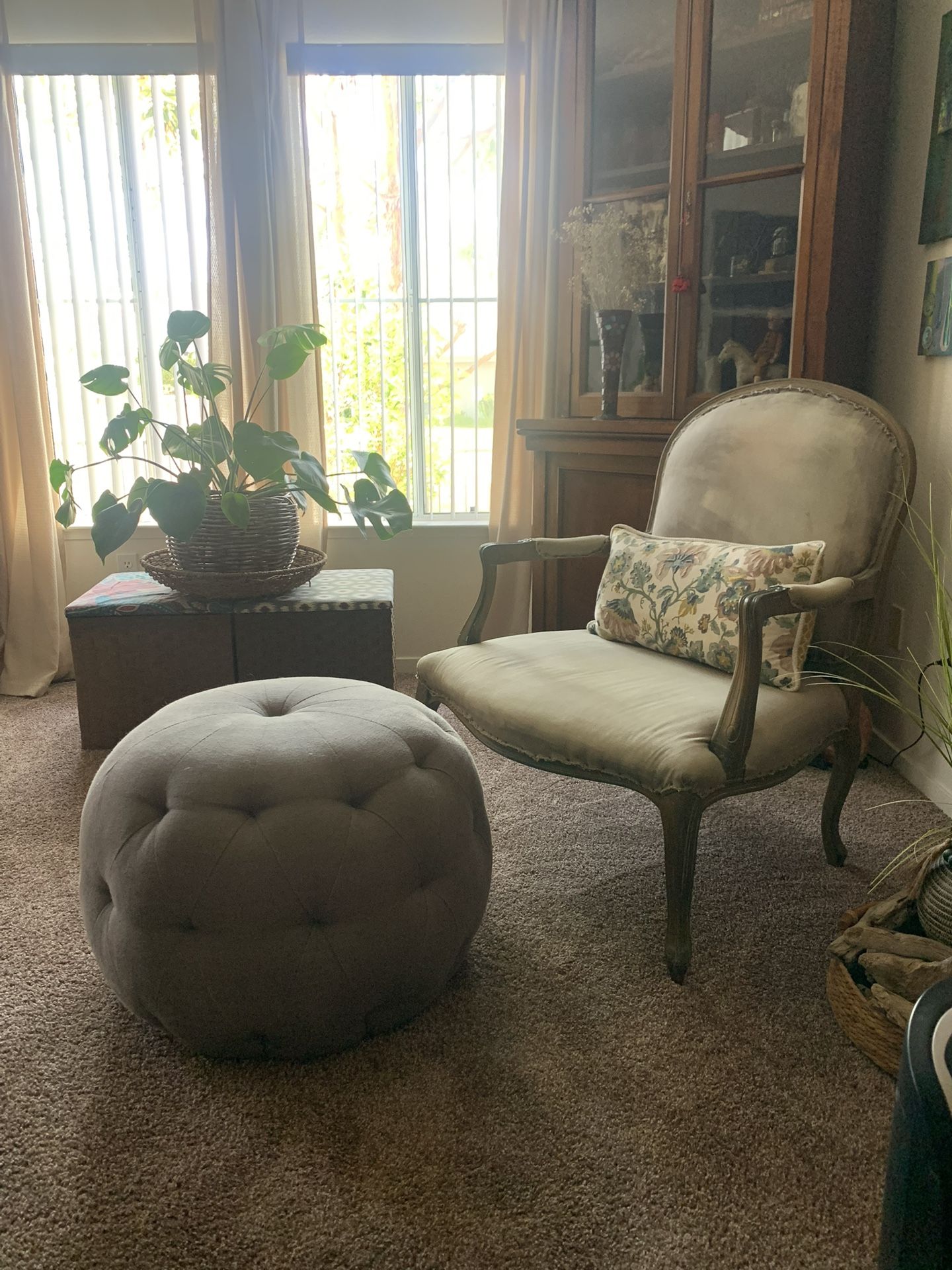 Footstool/ottoman/foot rest/gray foot rest/fabric covered ottoman