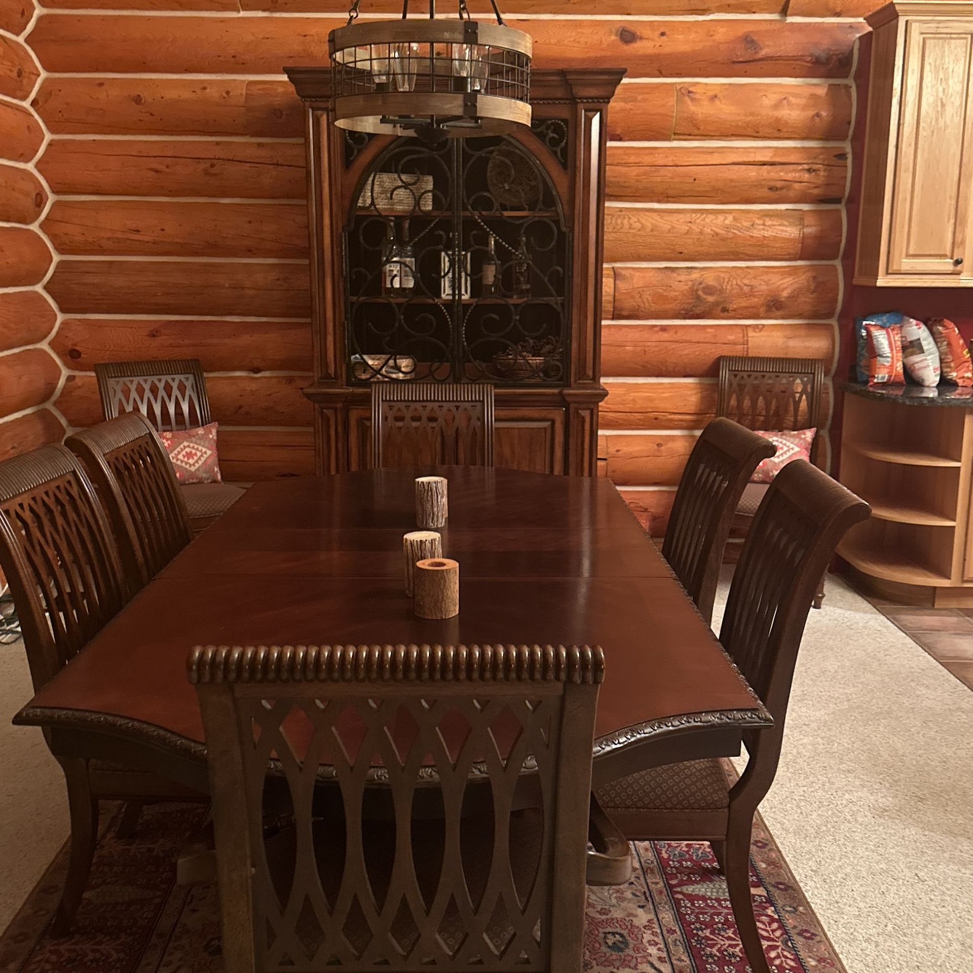 beautiful dining room table chairs and armoire