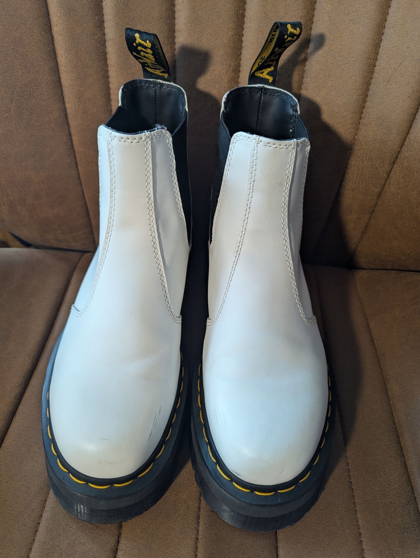 White Platform Chelsea Boot Dr. Martens Leather
