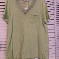 CJ Banks Size 14W Lime Green Blouse NWT
