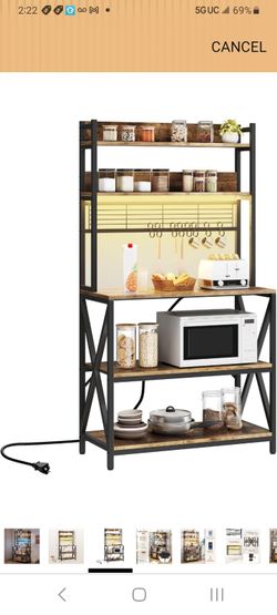 Yaheetech 5-Tier Bakers Rack with Power Outlet & LED Lights.