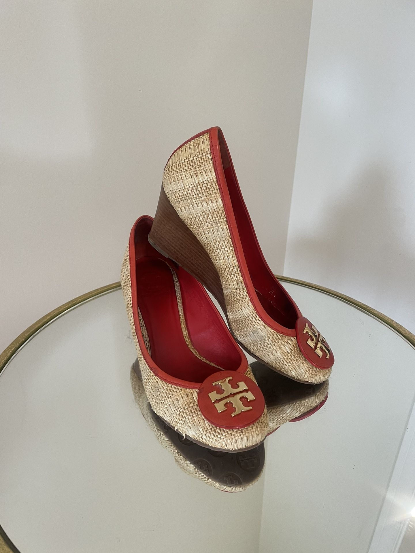 Tory Burch Sally Raffia Straw Wedges