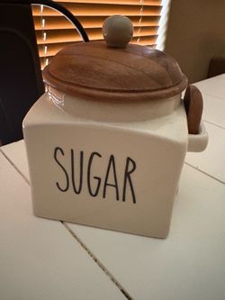 Canister , wooden and ceramic
