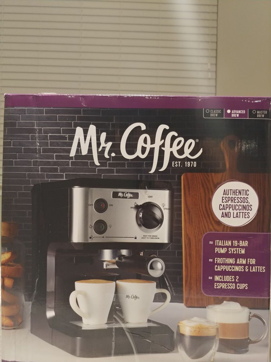 Mr. Coffee 19-Bar Pump Espresso Machine / Espresso, Cappuccino and Latte Maker /Model BVMC-ECMP80