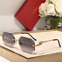 Cartier Rimless Sunglasses With Leopard Print