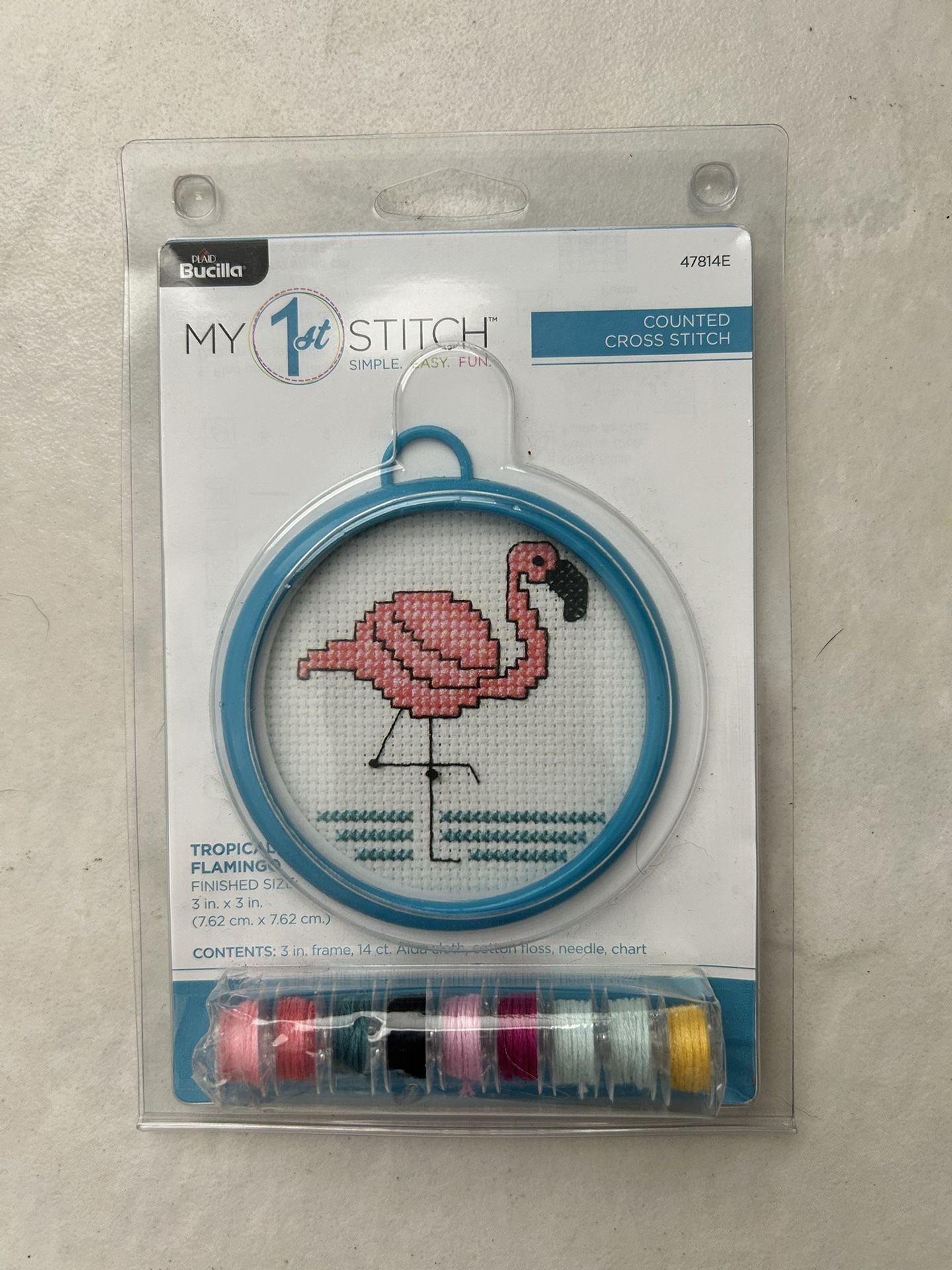 New Bucilla My 1st Stitch Counted Cross Stitch Kit Tropical Flamingo 47814E