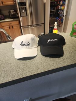 Bride And Groom Matching Hats Embroidered