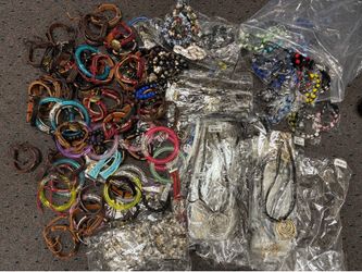 Another bundle of new jewelry this one over 175 bracelets mostly with leather ones all new great for gifting or reselling