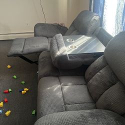 Nice Used Only 4 Months Old Recliner, Couches With Cupholder And charger ports