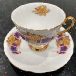 Vintage Windsor Bone China Royal Canadian Tartan Teacup & Saucer. England