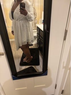 Silver Sequin Long Sleeve Cocktail Dress | XL