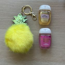 Pineapple Keychain + 2 Mini Sanitizers