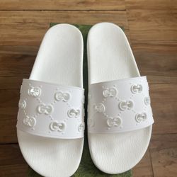 Gucci White Slides 