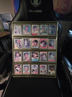 Mickey Mantle Baseball Card Collection Framed Display (copies)
