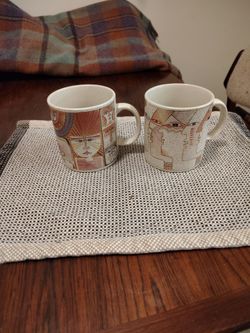 Handmade porcelain coffee mugs.