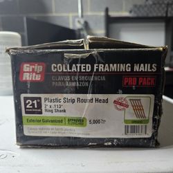 Grip-Rite Collated Framing Nails 21° Round Head 2" Ring Shank (Exterior Galvanized) ~4,000ct (80% full)