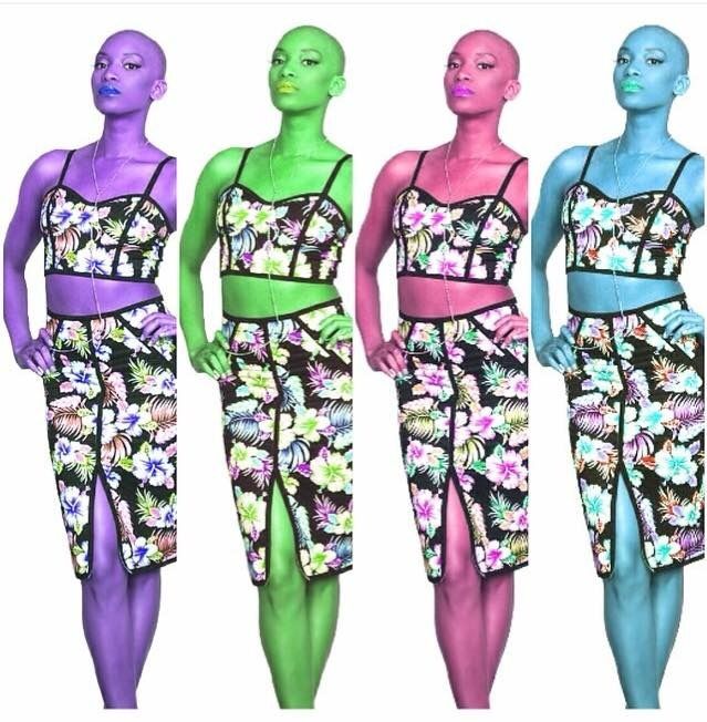 Floral High Waist Skirt & Crop Top