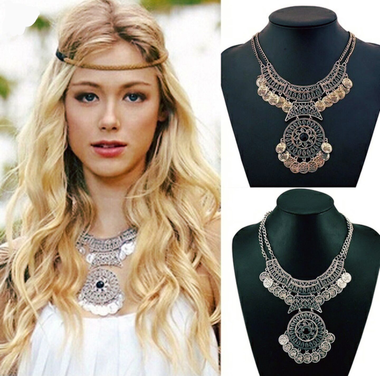 (Shipped Only) Vintage Bohemian Style Statement Choker Necklace