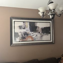 Huge M. Piovan Abstract Art - Hand-Applied Gold Foil & Gallery Frame