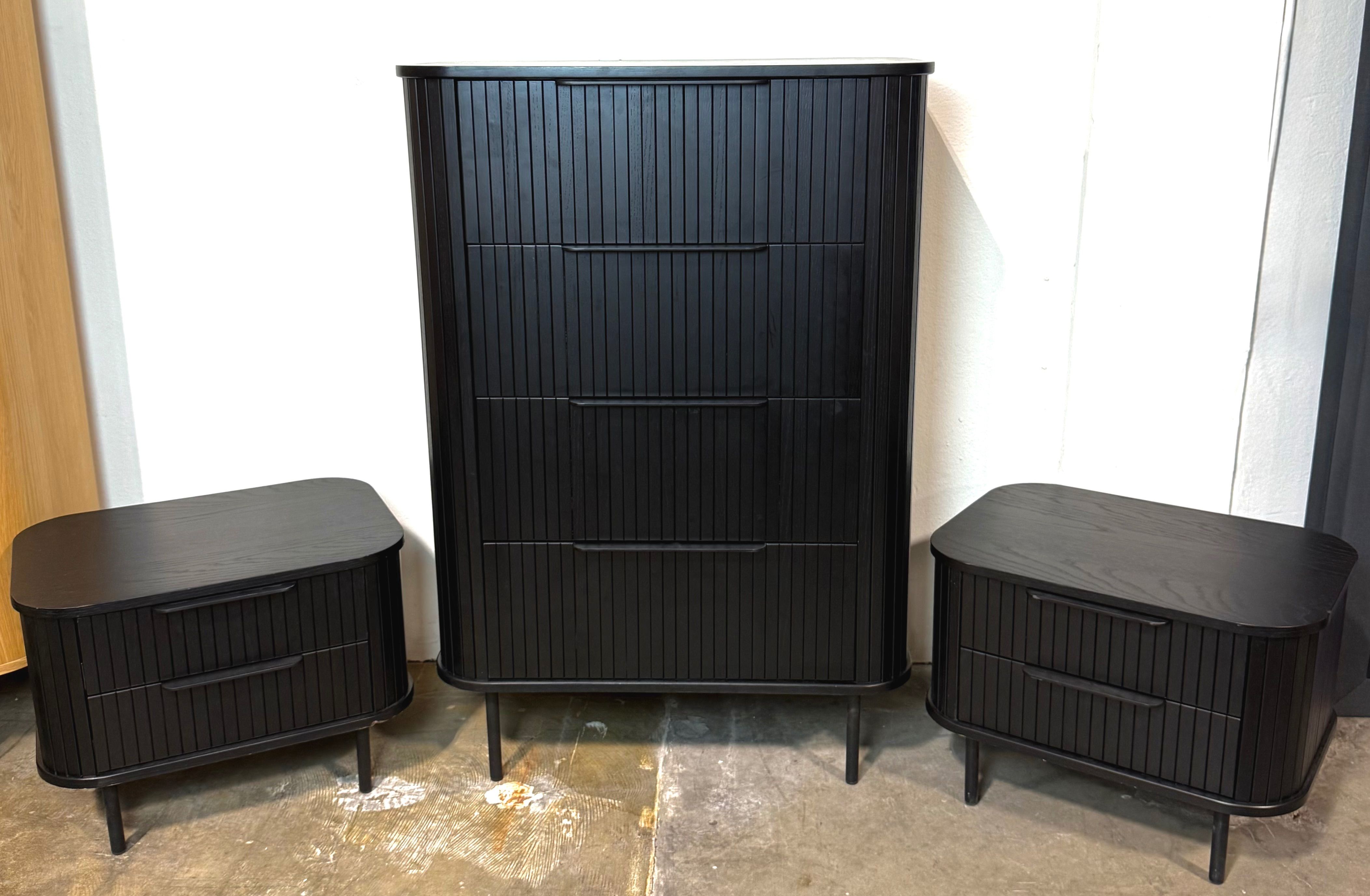 Sundays Easy Edge Standing Dresser + Nightstands (Set of 2, Black)