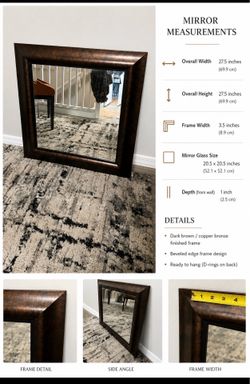 Dark brown cooper finish frame Mirror