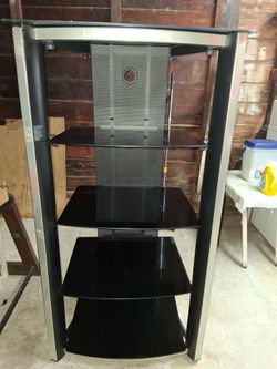 Black Glass and Silver Tower Stand