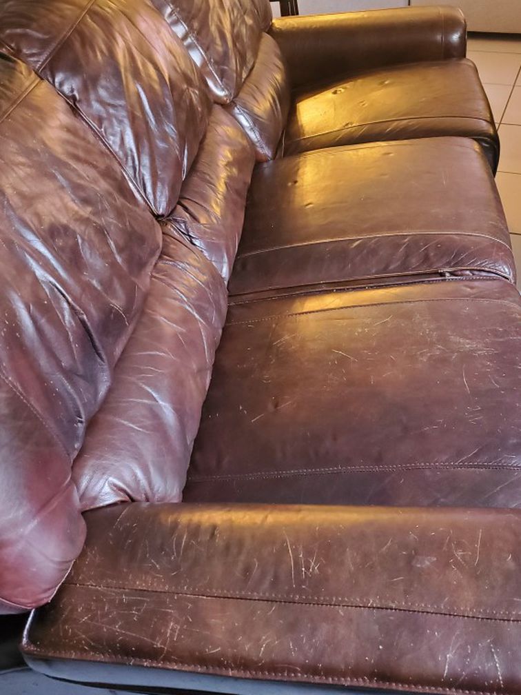 FREE Brown Leather Sofa & Recliner (Must Go This Week)