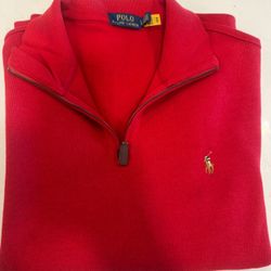Red Polo Quarter Zip Large 