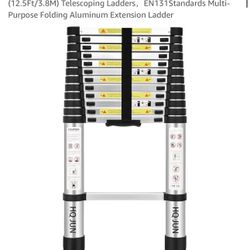 (12.5Ft/3.8M) Telescoping Ladders，EN131Standards Multi-Purpose Folding Aluminium