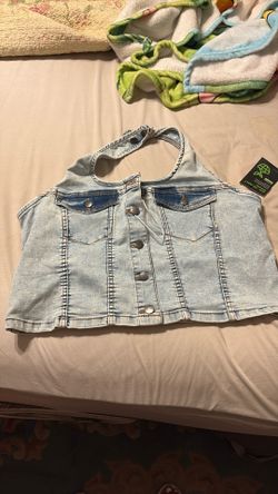 Denim Halter Button Up