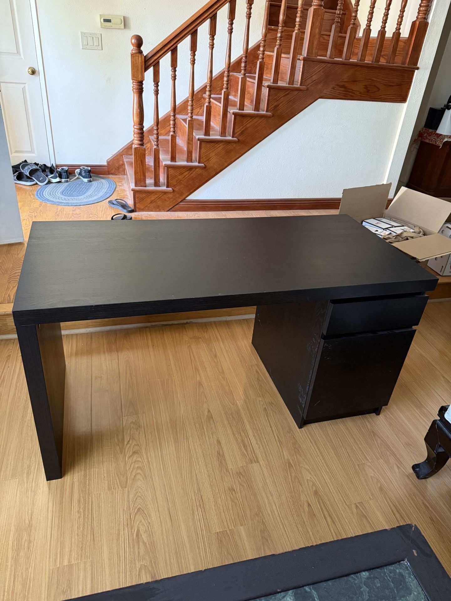 IKEA MALM Desk – Black-Brown, with Drawer Unit