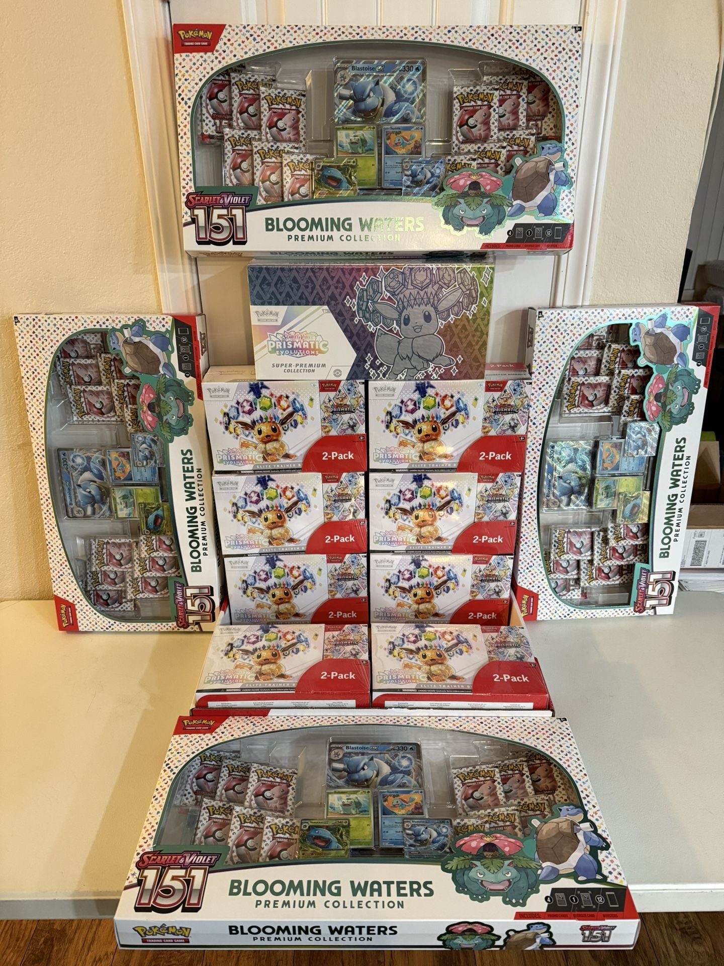 Pokemon Prismatic Evolutions ETB Bundle & Super Premium Collection | 151 Blooming Waters