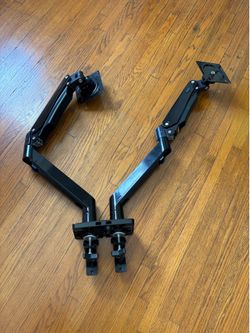 Dual Monitor Arm for 2 Ultrawide Screens, Height Adjustable Full Motion Stand