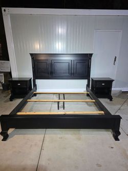 Cal King Bed Frame with matching 2 night stands
