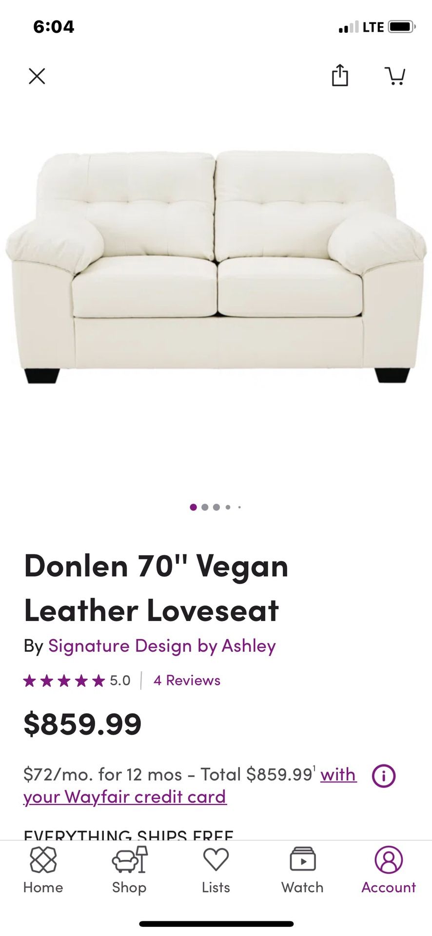 Vegan Leather Loveseat Couch *BRAND NEW*