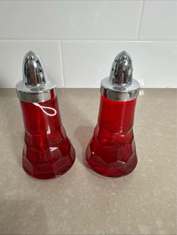 Red Glass Salt and Pepper Shaker Set