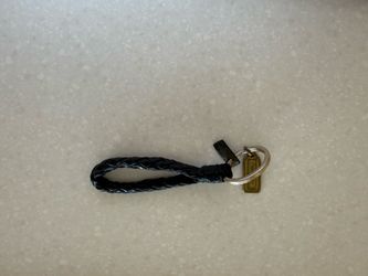 Vintage Coach Black Braided Leather Brass Keychain with Hangtag