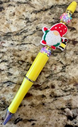 Yellow Gnome Beaded Pen