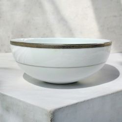 Charter Club Home Platinum 9 1/4” Serving Bowl White Platinum Rim Vintage New