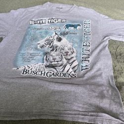 vintage gray Busch Gardens Tampa Florida white tiger graphic t-shirt Size Large