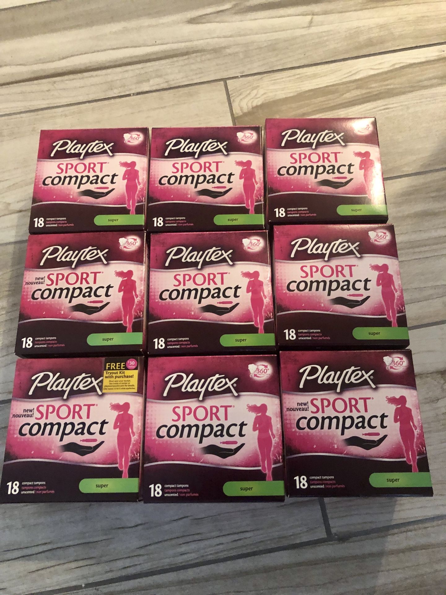 Playtex Sport Compact Super Tampons Lot of 9